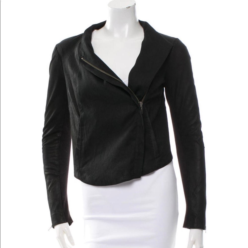 Helmut Lang Asymmetrical Leather Jacket Black